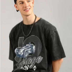 Men Graphic Printed Round Neck Cotton Oversized T-shirt