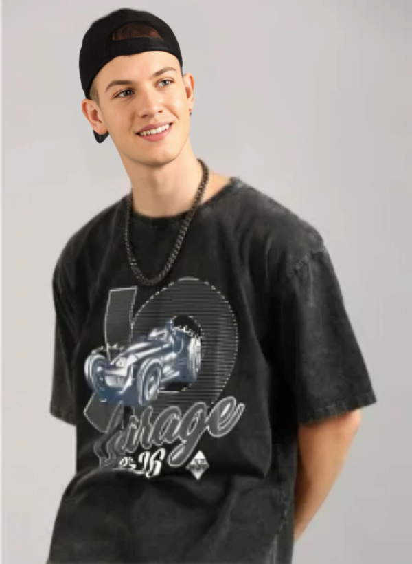 Men Graphic Printed Round Neck Cotton Oversized T-shirt