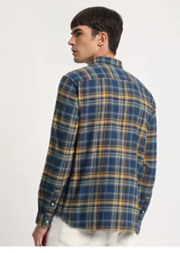 Slim Fit Tartan Checked Button Down Collar Pure Cotton Casual Shirt